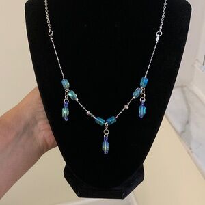 Elegant one of kind unique Blue Crystals Necklace NWOT